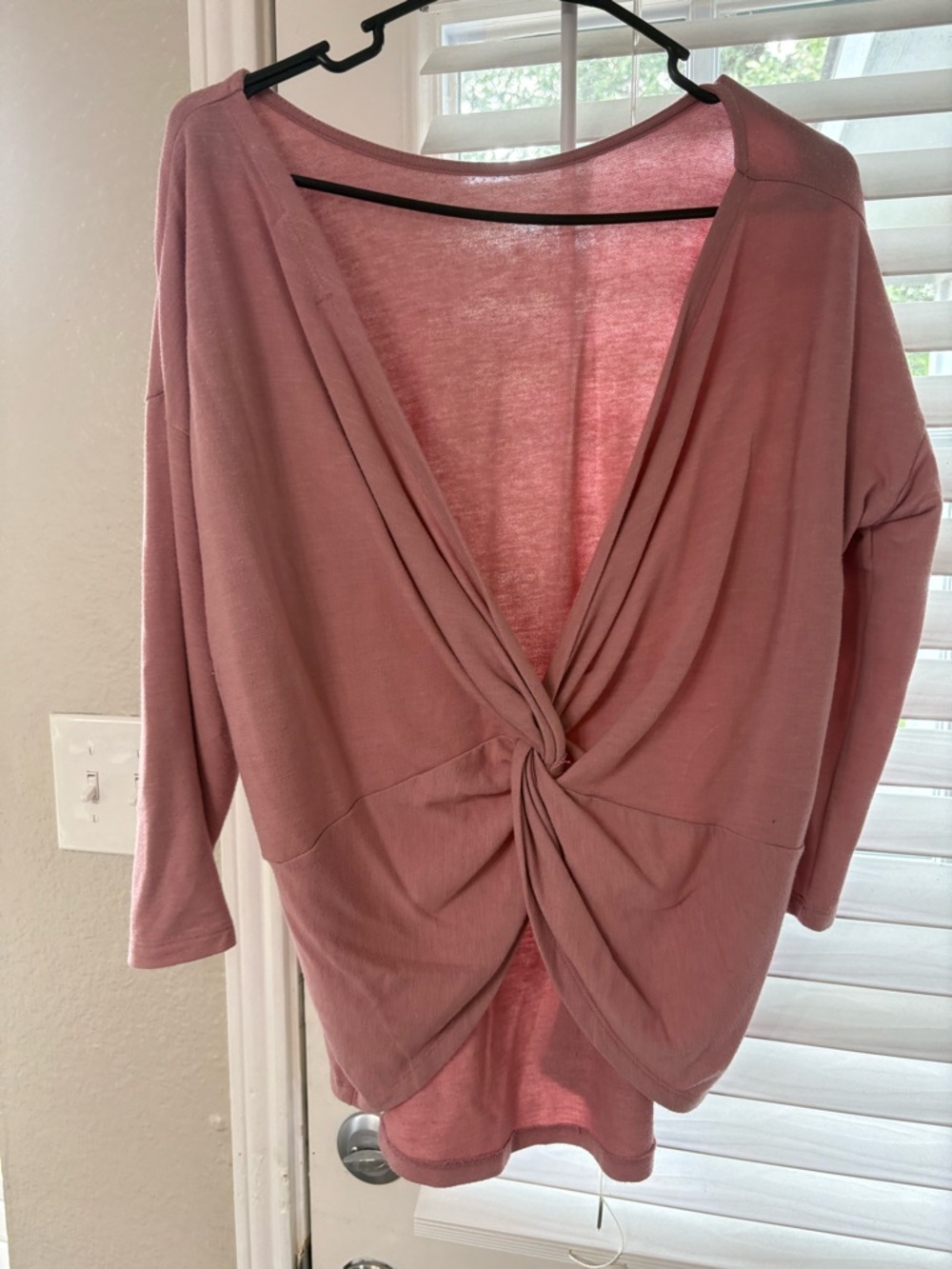 Cherish Twist-Front Long Sleeve Top - Rose Pink